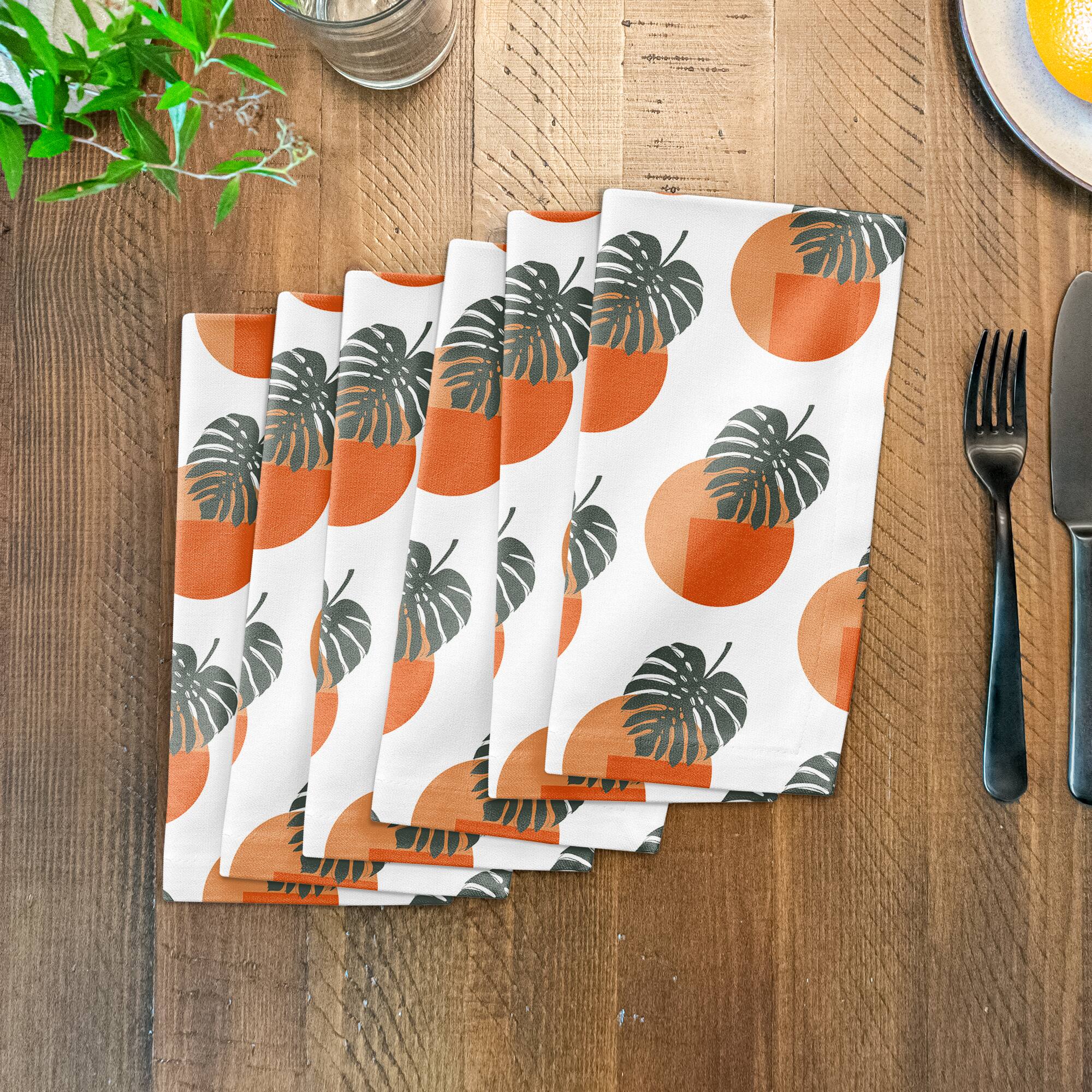 Sun and Palm Leafs 10" x 10" Cotton Twill Napkin